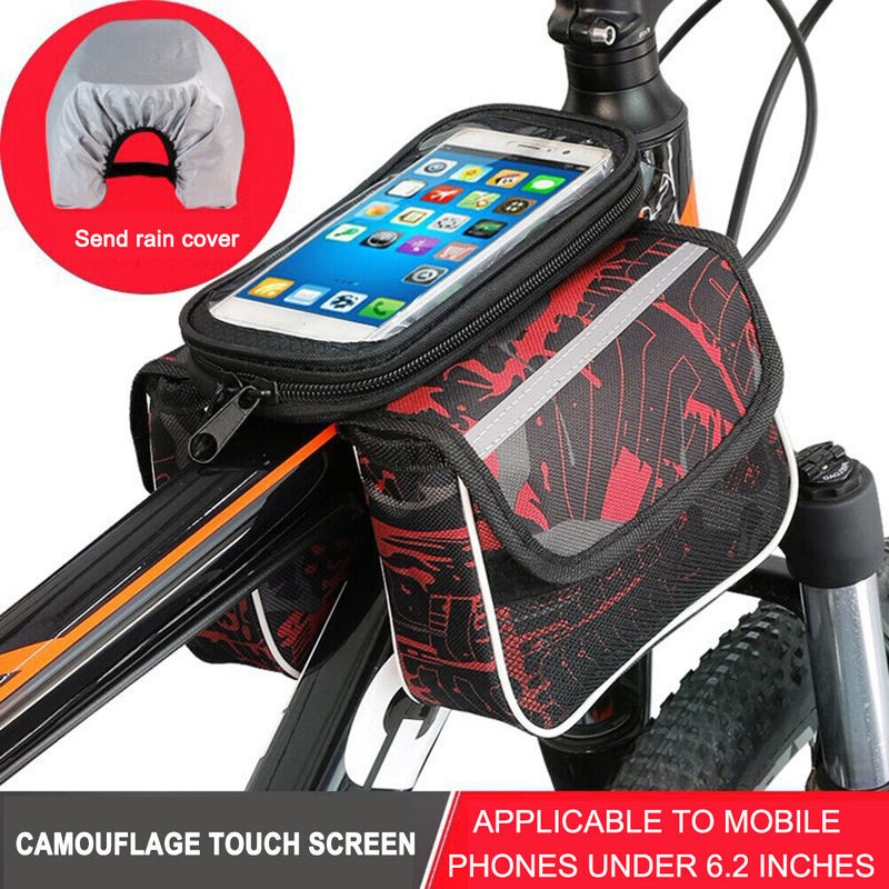 Bike Touch Screen Phone Bag Bicycle Top Tube Bag Riding Equipment (Red) Newly