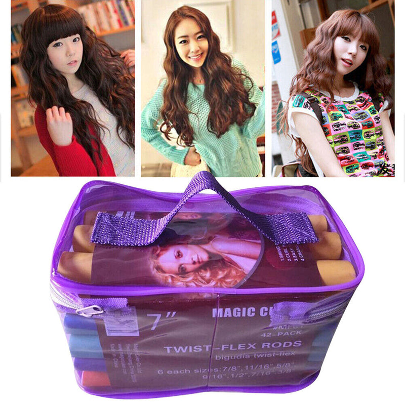 42pcs Flexible Hair Curling Rod Hair Curler Makers Soft Foam Bendy Twist Curls