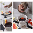 Hot White Dishes Forks Ceramic Pot Chocolate Fondue