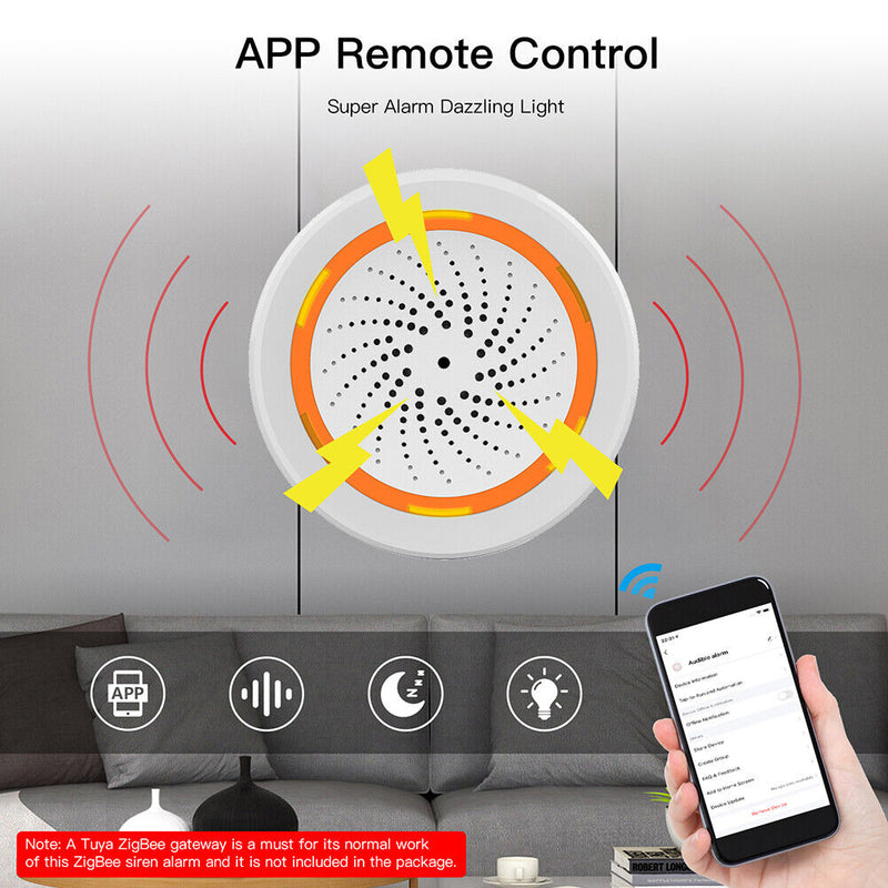 Tuya ZigBee Siren WiFi Wireless Sound Light Safe Alarm Sensor Support Smart Life