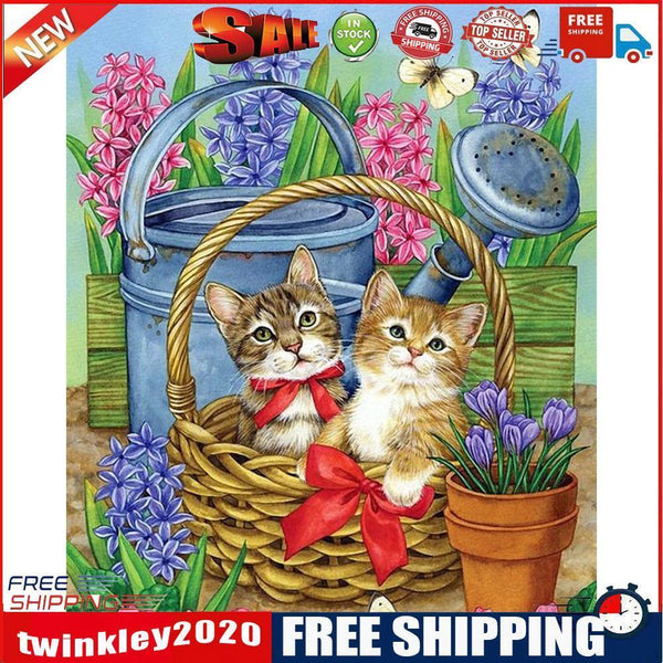 40x50cm Frameless Oil Paint By Numbers DIY Kitten Painted Canvas Picture