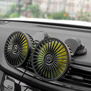 USB Powered Car Fan Multi-Angle Rotatable Dual Head 3-Speed Dashboard Dual Head