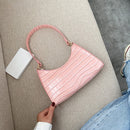 PU Alligator Pattern Underarm Bag Women Retro Solid Color Handbag (Pink)