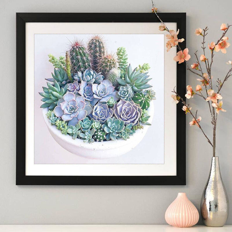 5D DIY Full Round Drill Diamond Painting Succulent Plants Cross Stitch Mosaic
