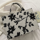 Fashion Women Crossbody Bags PU Canvas Floral Shoulder Ladies Travel Handbags