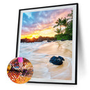 DIY Full Drill Round Diamond Painting Seaside Cross Stitch Mosaic Kit