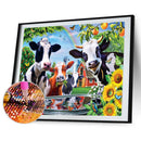 5D DIY Diamond Painting Cat/Cattle Full Round Drill Mosaic Rhinestone Pictu