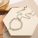 Fashion Pulsera Jewelry Geometric Ring Wrist Chain Punk Bracelet Bangle