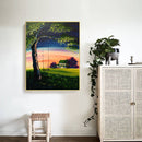 DIY Hand Painted Paint By Numbers Oil Canvas Pictures Evening Cabin Ornament Kit
