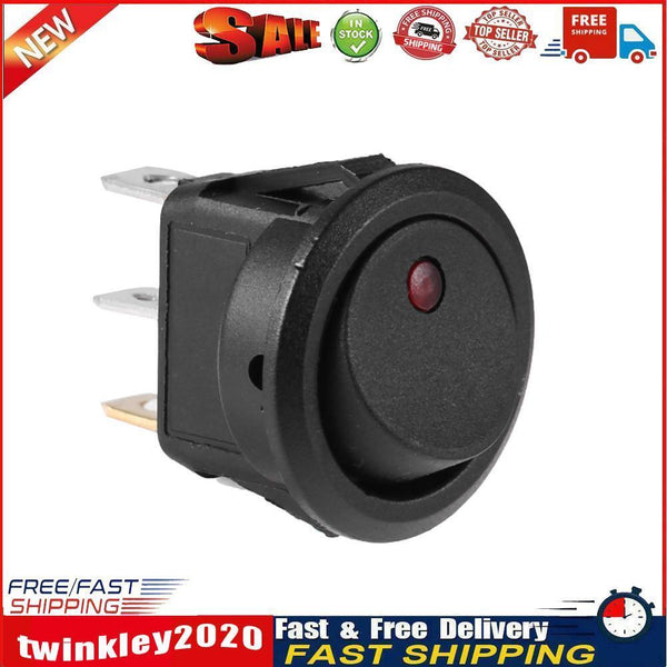 20A 12V 3 Pin Car Auto Boat On Off Round Dot LED Rocker Toggle Switch(Red) Newly