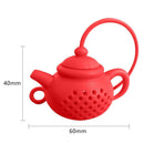 Teapot Shape Tea Bag Strainer Infuser Silicone Leaf Filter Diffuser (Red) Newly