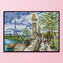 Full Embroidery Scene Printed Cross Stitch Cotton 2-Beach 14CT Needlework Kit