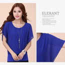 Plus Size Women Round Collar Blouse Bat Sleeves Clothing Casual Tops for Female