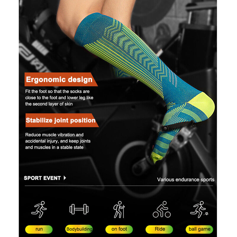 1 Pair Sports Cycling Football Socks Varicose Vein Circulation Compression St