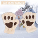 Cat Paw Gloves - Warm Furry Cat Gloves Cat Mittens Half Finger Bear Paw Glove