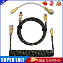 Type C Mechanical Keyboard Coiled Spring Wire Aviator Cable (3x RGB Black)