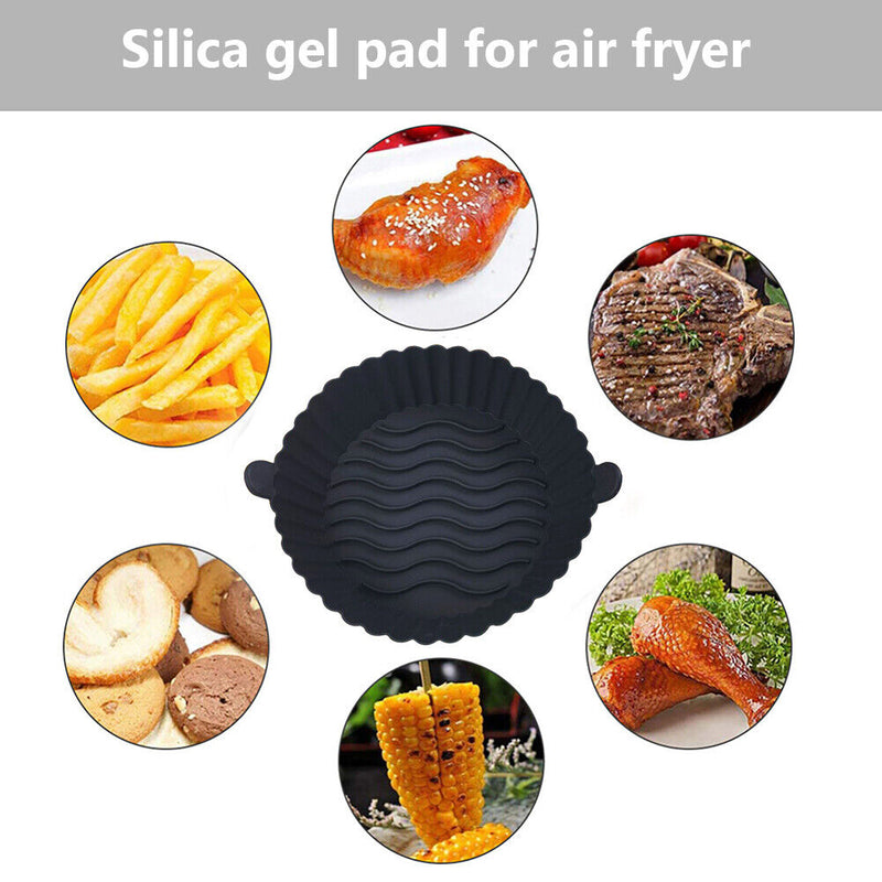 Silicone Air Fryer Liner Non-Stick Fryer Basket Steamers Oil Mat (Black) Newly