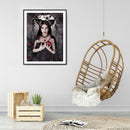 5D DIY Full Drill Round Shape Black Witch Rhinestone Diamond Drawing for Home