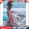 Beach Girl Back Oil Paint By Numbers DIY Handpainted on Canvas Wall Art Kit