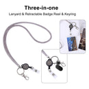ID Card Lanyard 2 Pieces Card Holder with Crystal Strap Lanyard (Grey)