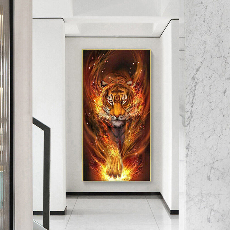 Flame Animal Oil Paint By Numbers Kits Canvas Picture DIY Wall Art Craft Sets