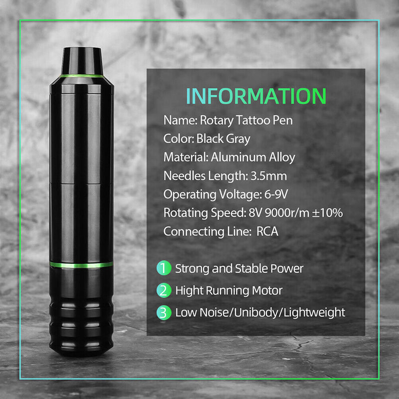 Professional Tattoo Pen Machine Body Art Silent Rotary Gun Makeup with Hook Line