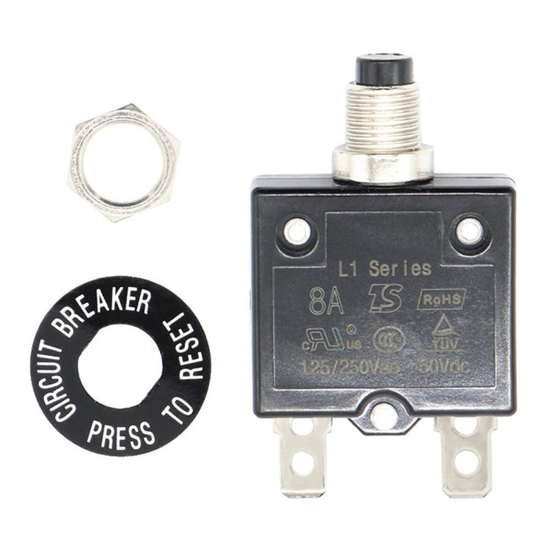 Manual Reset 125-250V AC 50V DC Push Button Thermal Circuit Breaker(8A)