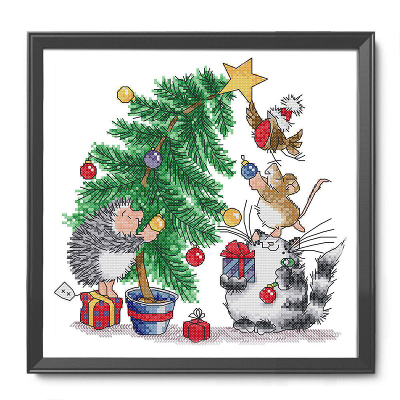 Christmas Cross Stitch Kits 14CT Stamped Embroidery DIY Crafts (C357 Gift)