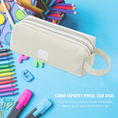 Large Capacity Pencil Case Bags Zipper Solid Stationery Box (Light Grey)