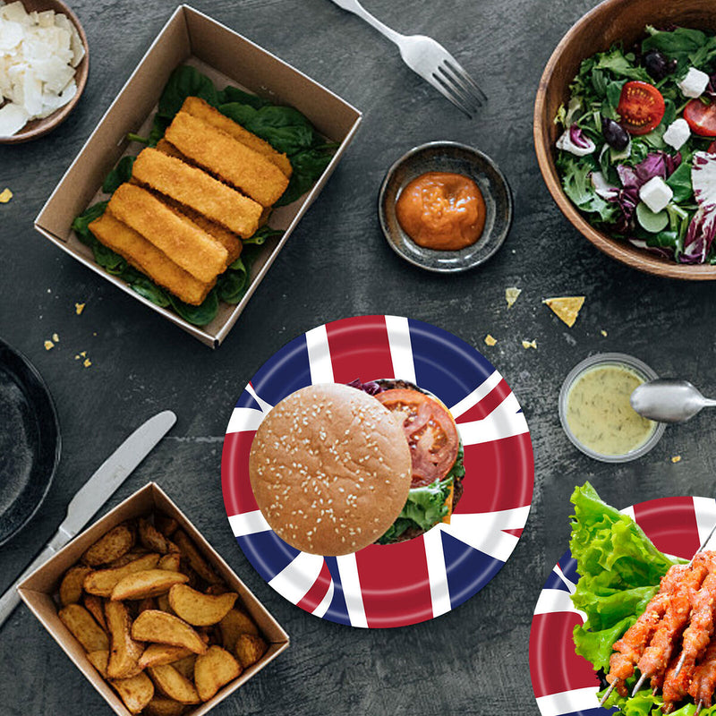 UK British Flag Party Supplies - Great Britain Union Jack Plates Tablecloth K