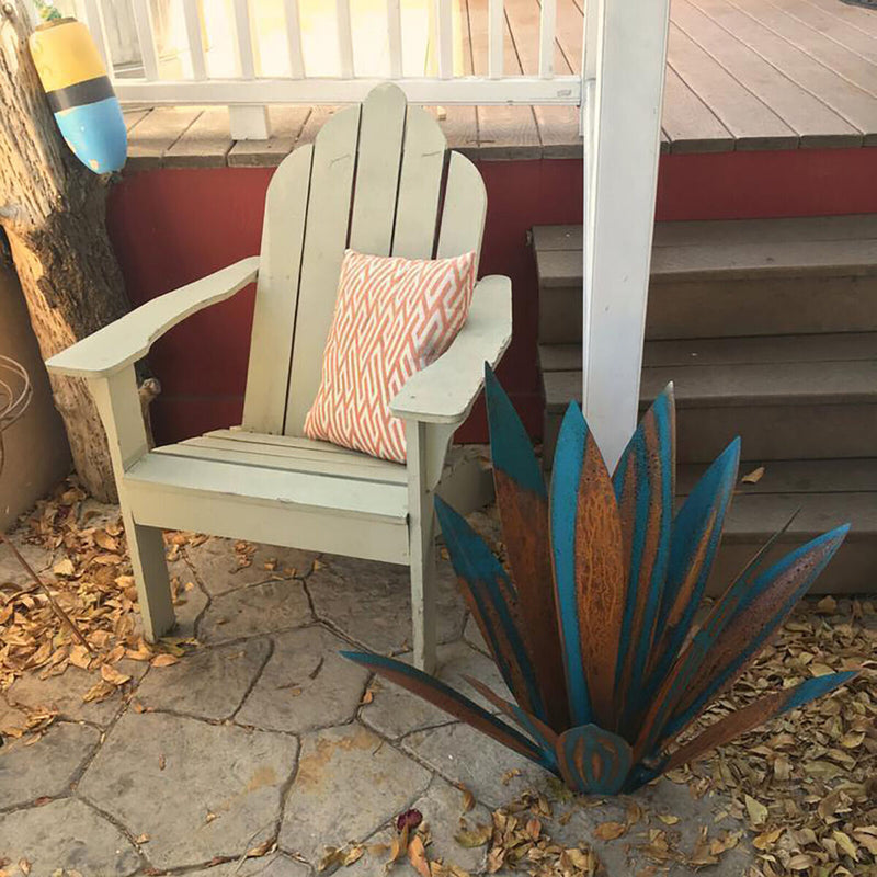Rustic Sculpture, Metal Agave,  DIY Iron Art Statue Plant for Garden (Blue)