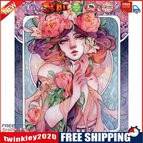 Oil Paint By Numbers Girl Dressed By Flower Coloring Picture Drawing L451
