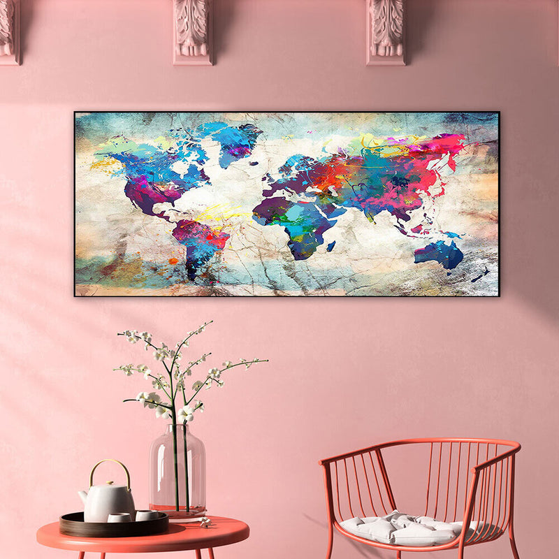 World Map Oil Paint By Numbers Kits Canvas Picture DIY Home Decoration Gift