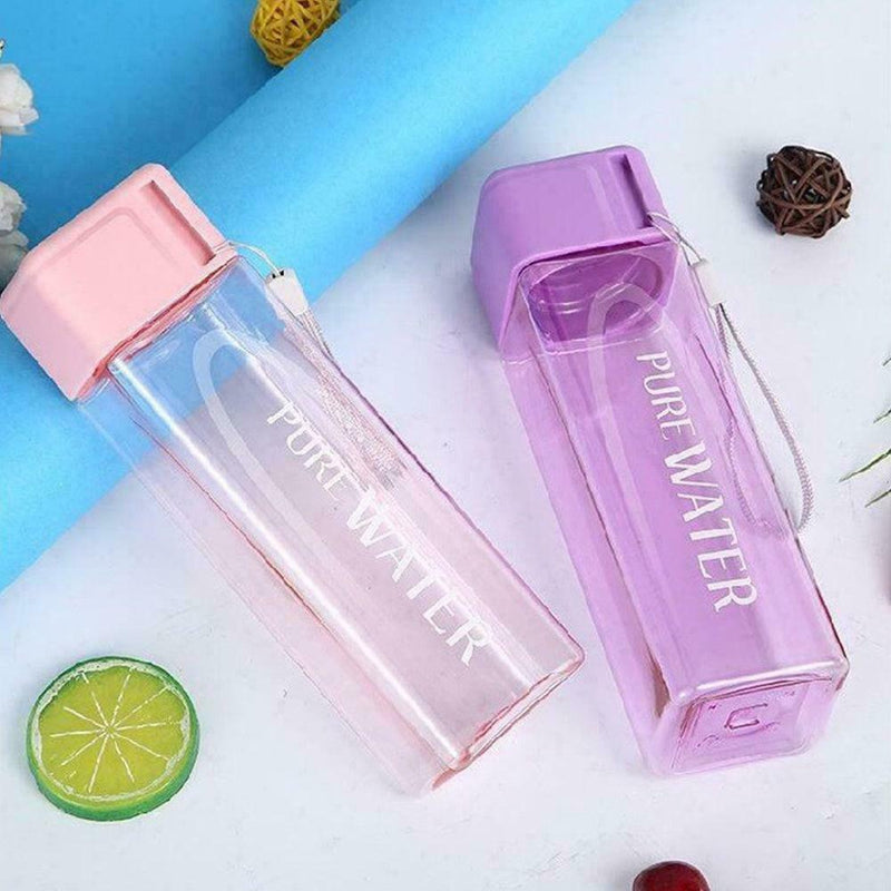 Transparent Square Tea Milk Fruit Water Cup 500ml For Sports Bottles Water Q0S8