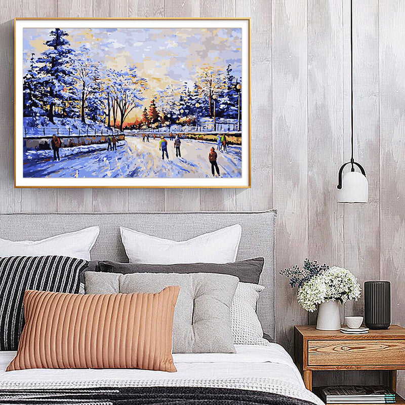 Ski Digital Canvas Handmade Acrylic Color Drawing Kit DIY Hand Painted Artwork
