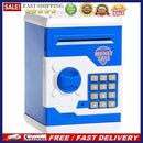 Electronic Piggy Bank ATM Password Money Automatic Save Safe Box(White Blue