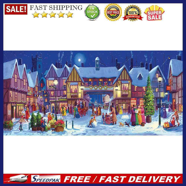 Snowy Village Night Oil Paint By Numbers Kits Canvas Picture DIY Wall Art C