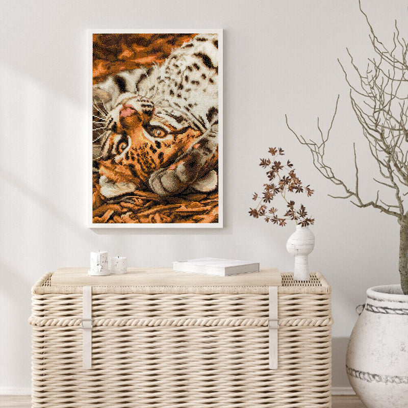 Full Embroidery Stamped Baby leopard DIY 11CT Eco-Cotton Thread Cross Stitc