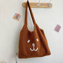 Women Soft Warm Plush Bear Pattern Handbags Female Travel Fluffy Underarm Bags