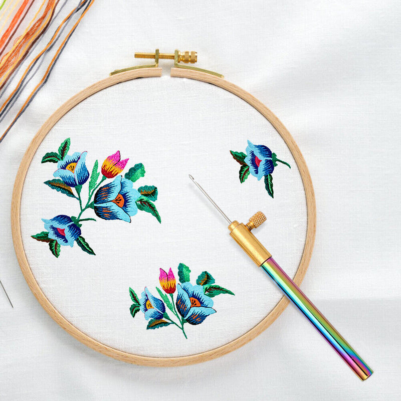 Beech Handle Embroidery Crochet Hook with 3 Needles Sewing Tools Set DIY Cr