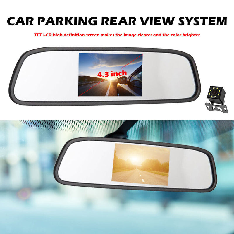 4.3 inch Car Mirror Monitor Auto Parking System with 8LED Rear View Camera Newly