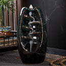 Incense Holder Ceramic Backflow Waterfall Incense Burner with 50 Cones (C) Newly