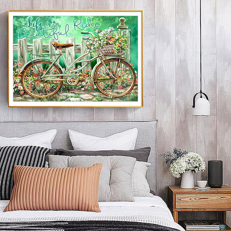 Handmade Bicycle in Garden 5D DIY Full Round Drill Drawing Kit Diamond Painting