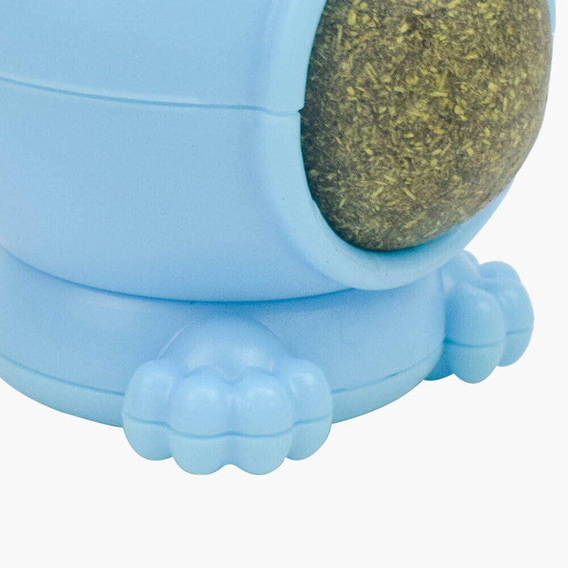 Catnip Ball Cat Rotation Silvervine Cleaning Teeth Interactive Toys (Blue)