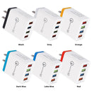 4 USB Travel Charger 3A Fast Charger US Male Adapter (Sky Blue) 5PCS