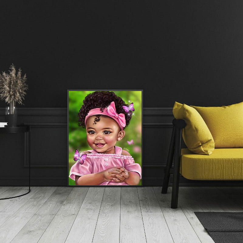 5D DIY Diamond Painting Full Round Drill Curly Hair Girl Wall Decor Rhinestone