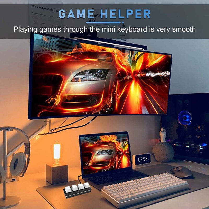 RGB Macro 4 Key Programmable One-handed Mechanical Gaming Keyboard (Clear)