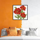17x17cm Needlework Kit DIY Cross Stitch 14CT Stamped (H452 Red Flower)