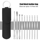 10pcs Ear Wax Pickers Wax Remover Stainless Steel Piercing Kits (Black) Newly