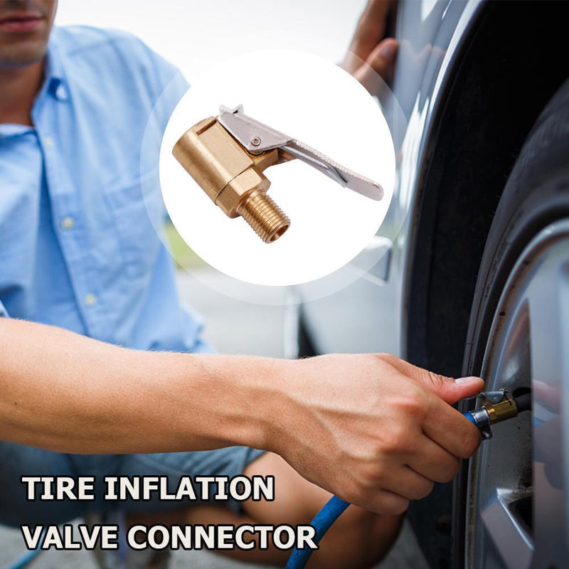 Car Pump Valve Clip Adapter Male-thread Brass Auto Supplies (Non-deflated)